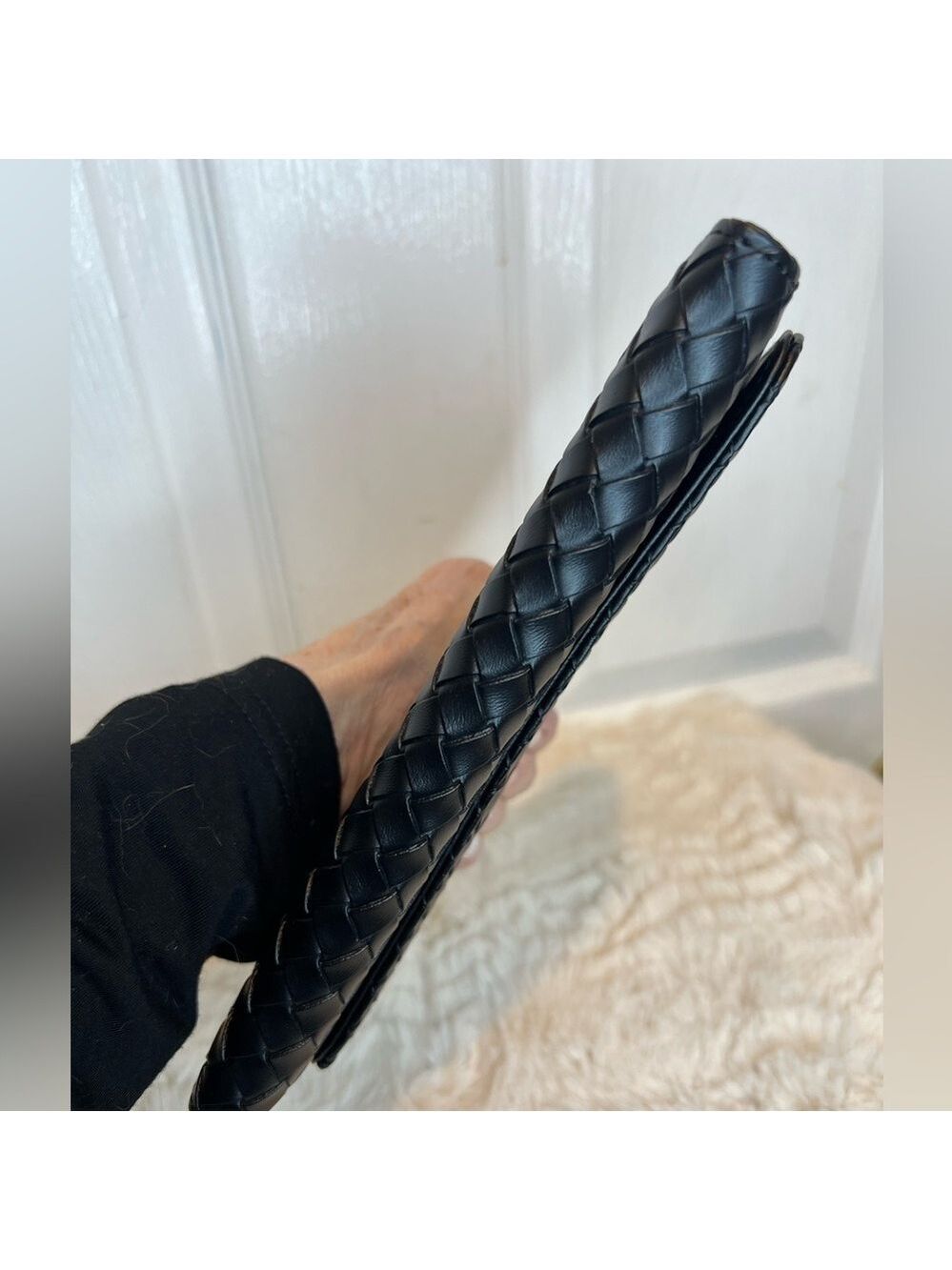 UU BLACK WEAVE FAUX LEATHER CLUTCH WALLET - Picture 12 of 15